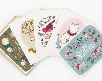 Assorted Christmas Card Set, Pack of 10 Holiday Cards, Card Set #1