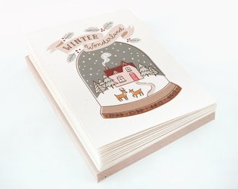 Winter Wonderland Snow Globe Holiday Card Set