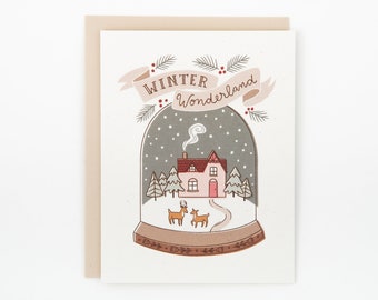 Snow Globe Holiday Card, Winter Wonderland Christmas Card