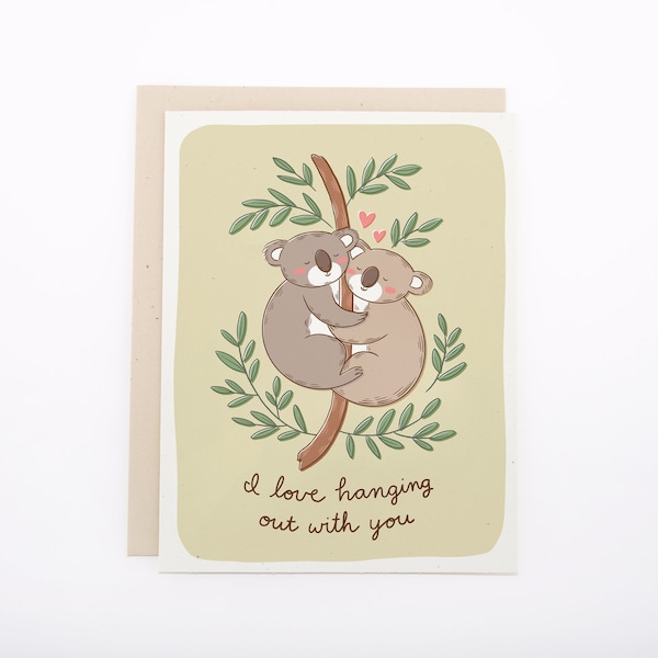 Valentine's Day Koala Hugs Card, Love Koalas Card