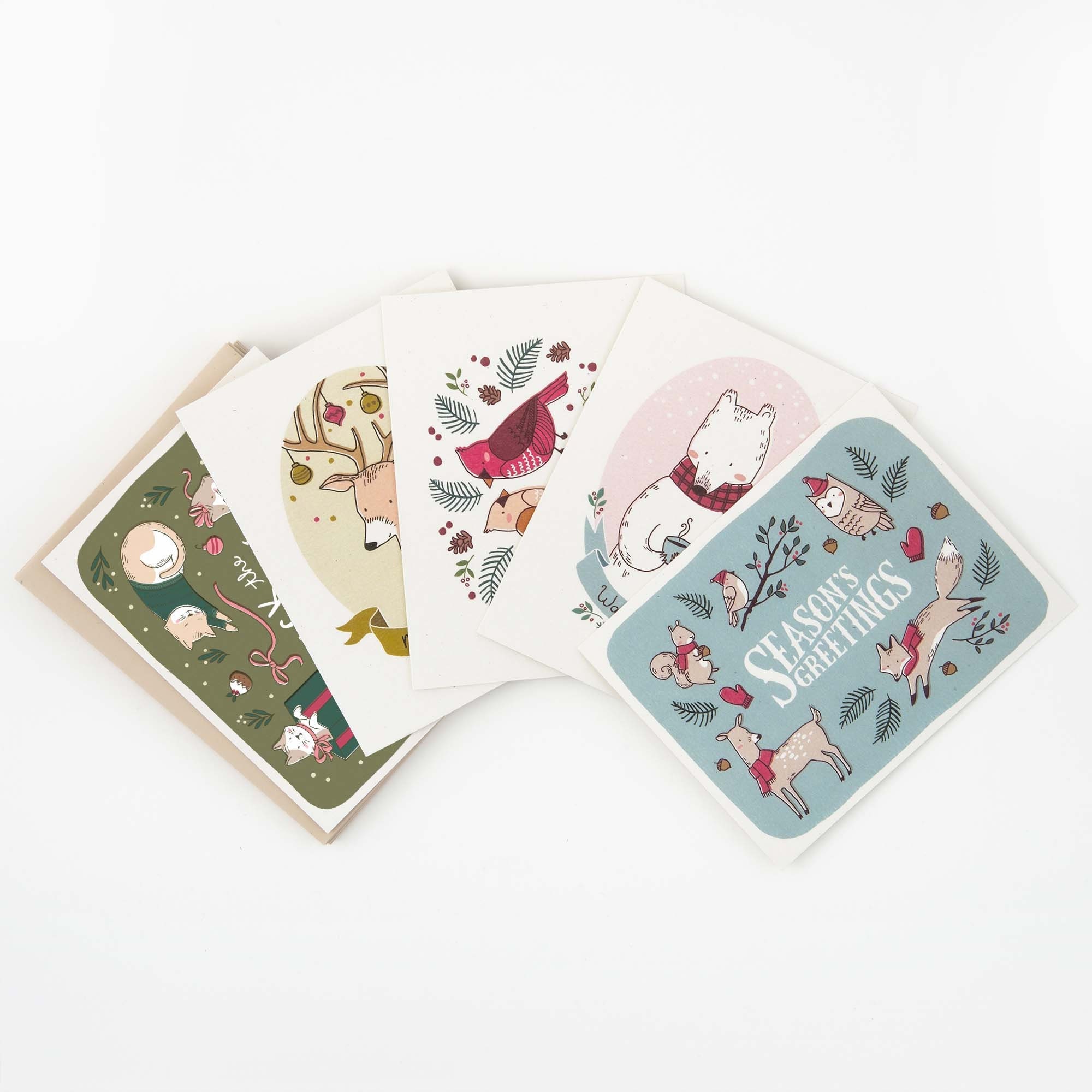 Assorted Christmas Card Set, Pack of 10 Holiday Cards, Card Set #1
