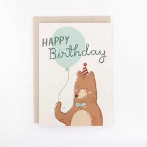 Happy Birthday Bear with Balloon Card
