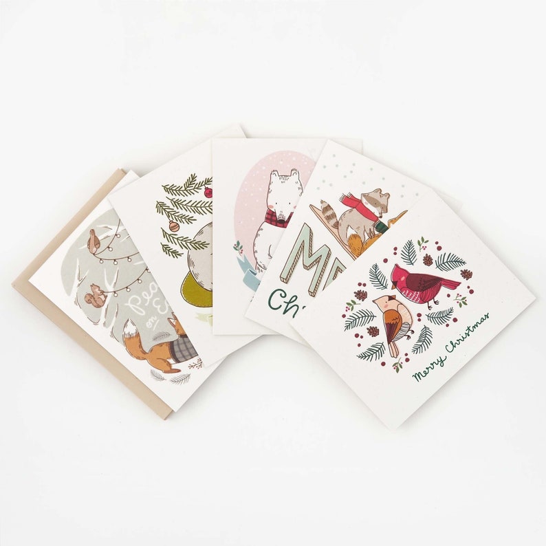 Build Your Own Christmas Card Set, Customizable Holiday Cards Pick 5 Designs image 1
