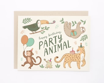 Birthday Party Animals Card