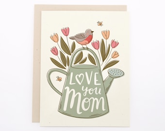 Mother's Day Gardening Floral Card, Birthday Card for Mom