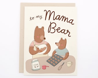 Mama Bear Mother's Day Card, Mom Birthday Bear Card