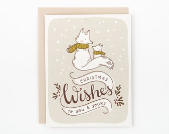 Arctic Foxes Holiday Card, Christmas Wishes Card