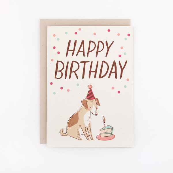 Happy Birthday Dog with Cake Card