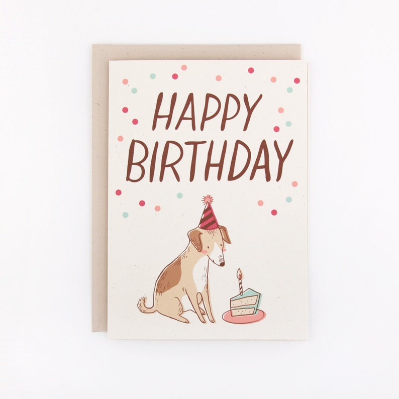 Happy Birthday Dog with Cake Card image 1