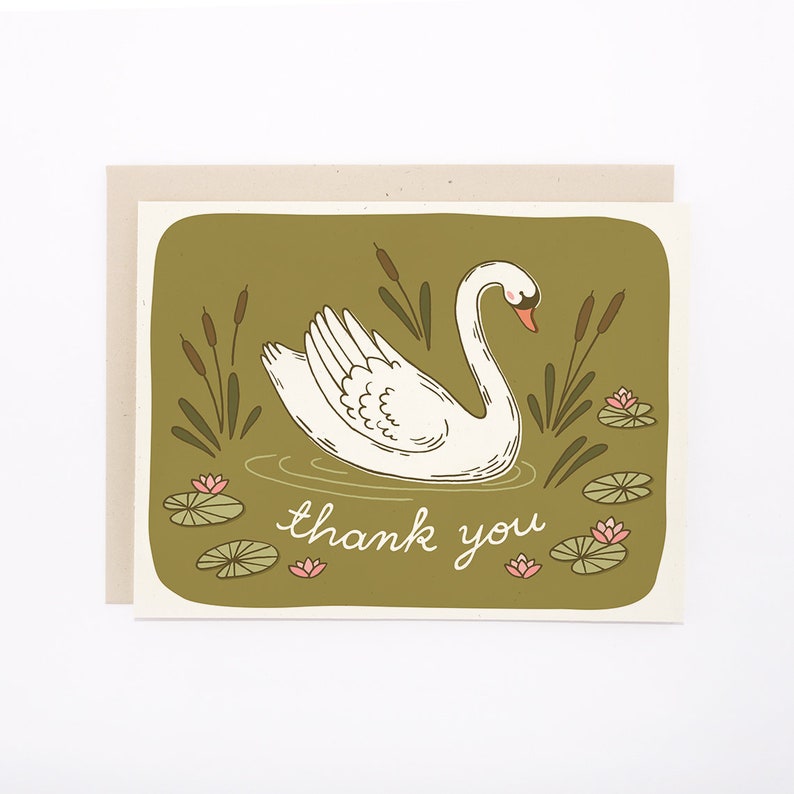 Swan Thank You Note Card Set - Etsy