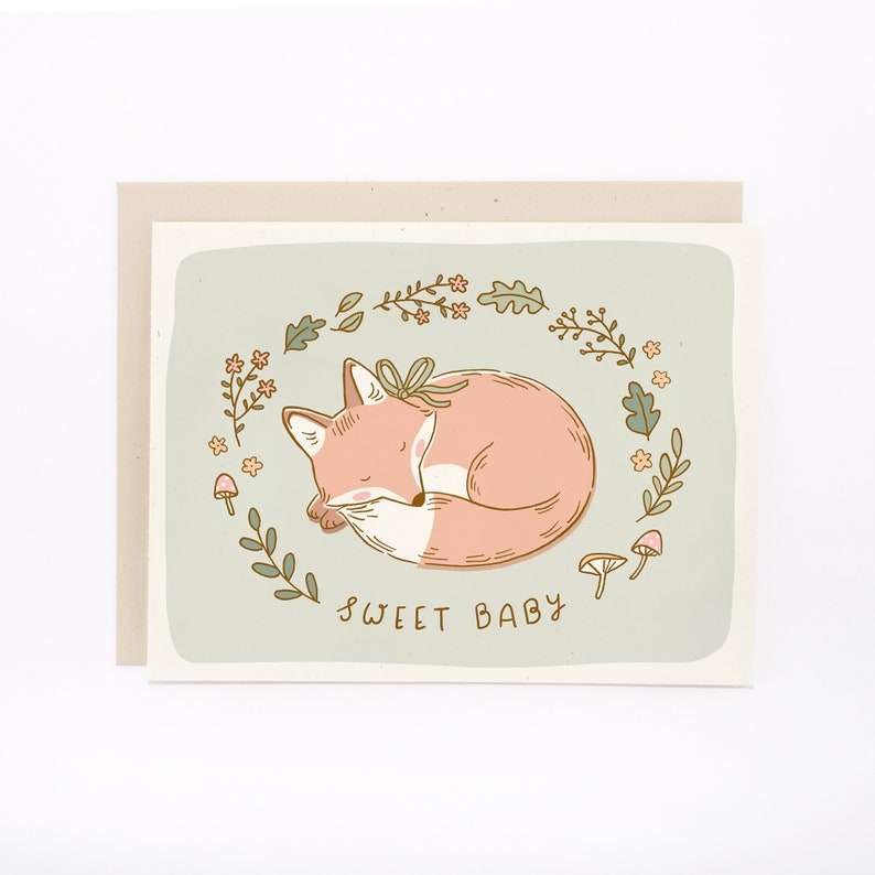 Baby Woodland Fox Congratulations Card image 1