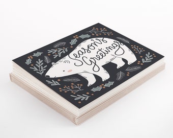 Season's Greetings Polar Bear Christmas Card Set