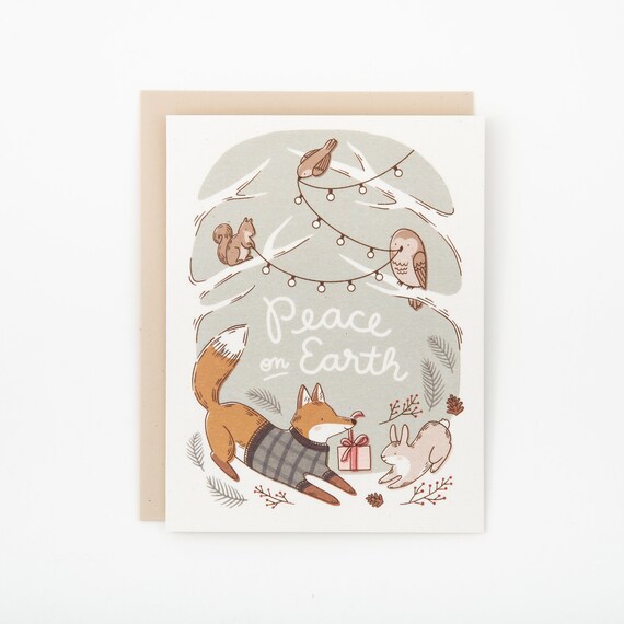 Peace On Earth Christmas Woodland Animals Card