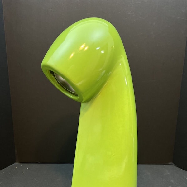 Vtg mcm retro lamp green chartreuse ceramic space age modern pop 17”