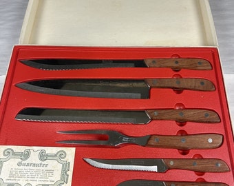 Vtg  chefmaster kitchen delite stainless steel cutlery knife set 6 piece japan