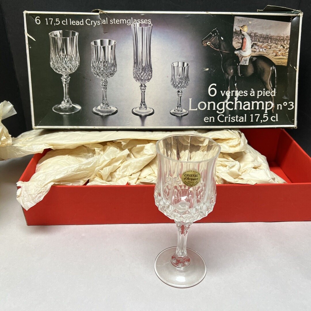 6 Cristal D'arques Longchamp Wine Goblets Crystal New in Box 6.5 Etsy