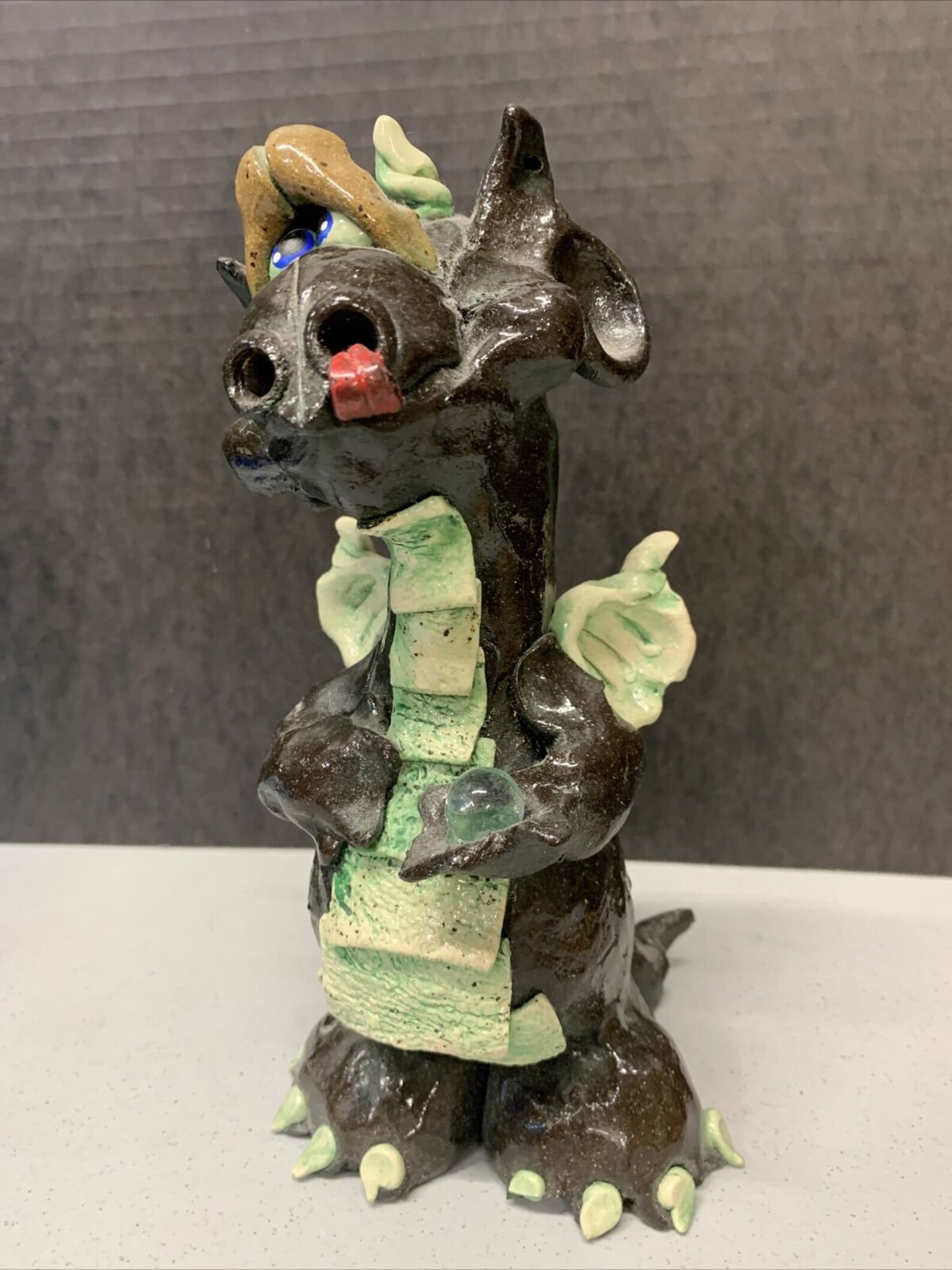 Vintage clay green dragon incense burner smoke breathing Etsy