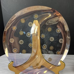 Dorothy thorpe glama atomic glass platter round 13.75” divided wave