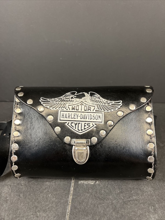Vtg harley davidson purse bag hard shell leather s