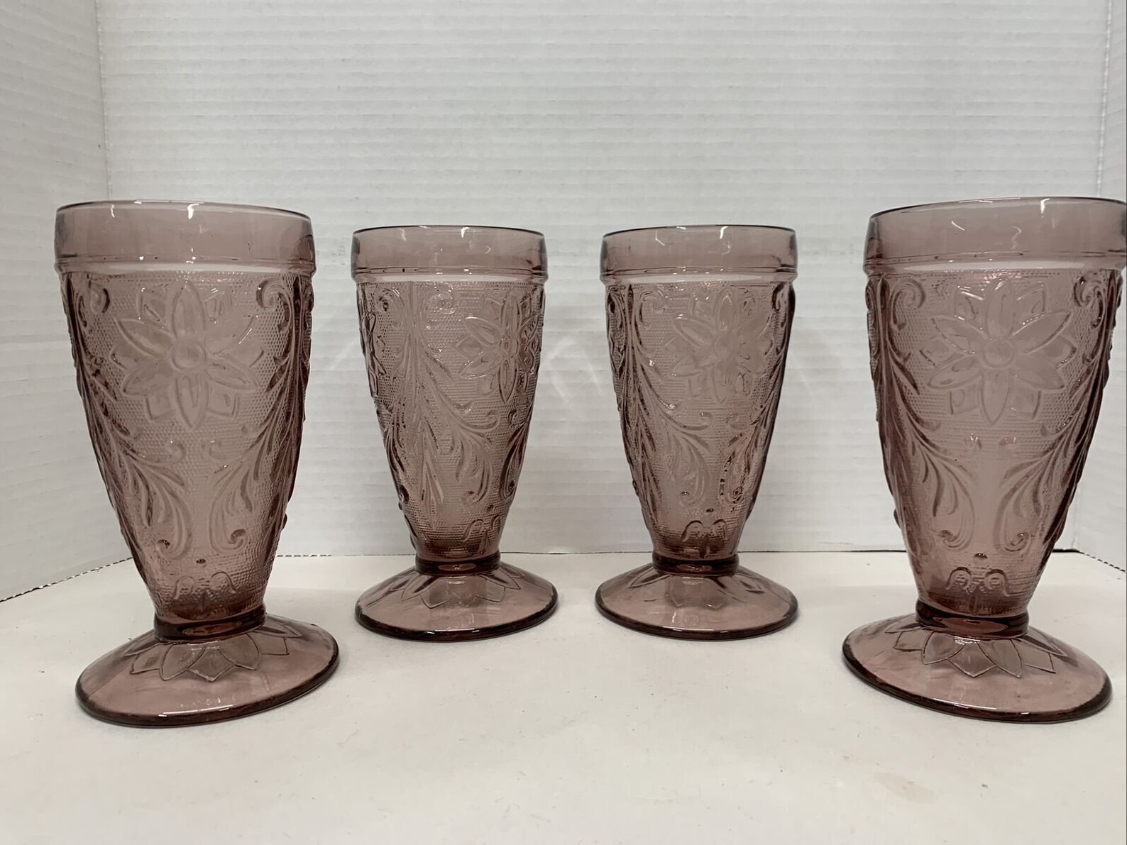 4 tiara glass sandwich plum amethyst purple vintage goblet Etsy