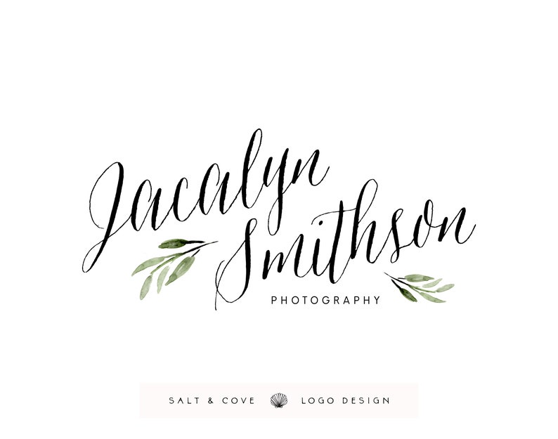 Premade Logo Design Leafy Script Calligraphy Logo Small Etsy