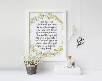 Irish Blessing Print » 4x6 5x7 8x10 11x14 » Irish Wall Art » May The Road Rise Quote » Wedding Printable » Quote Printable » Digital Print