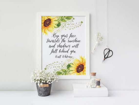 Walt Whitman Quote Print » 4x6 5x7 8x10 11x14 » Sunflower Wall Art » Spring Flower Print » Summer Wall Art » Quote Printable » Digital Print
