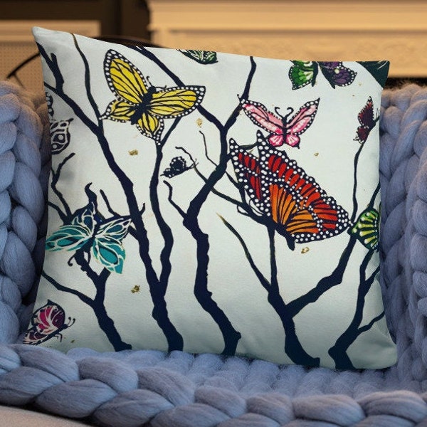 Butterfly Soft Throw Pillow / Butterfly Garden Accent Neckroll