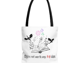 Bolsa de mano de aventuras: divertido diseño de dragones de D&D, bolsa de viaje para el hombro, bolsa de compras reutilizable, regalo para una noche de juegos de fantasía, bolsa de libros geek