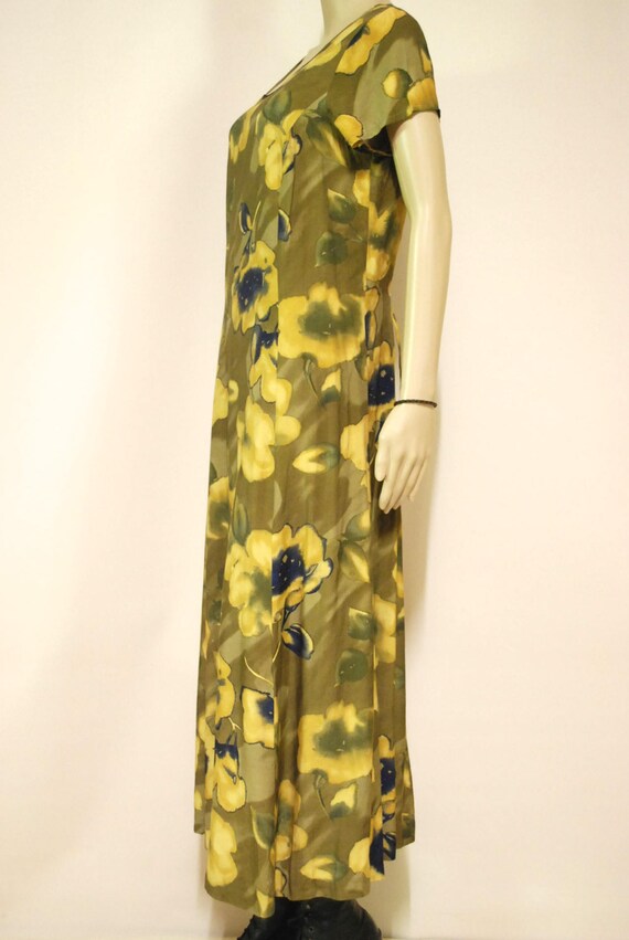 90s Grunge Floral Watercolour Sunflower Dress, Vi… - image 6