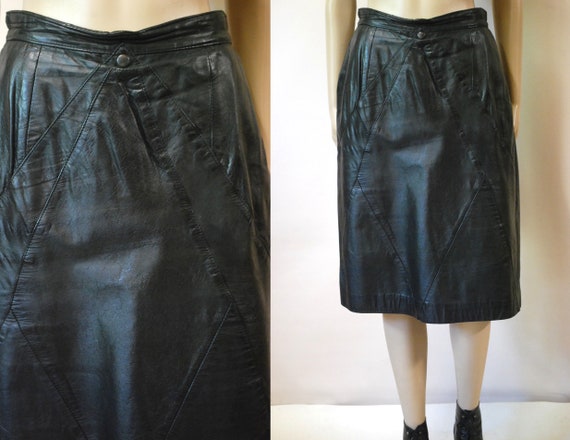 black leather skirt with pockets