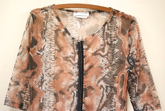90s Grunge Python Reptile Print Jacket Top, Vinta… - image 2