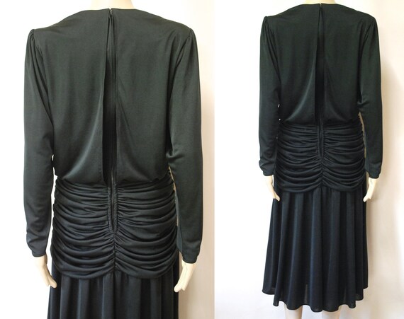 70s Black Young Edwardian Grecian Dress, Vintage … - image 9