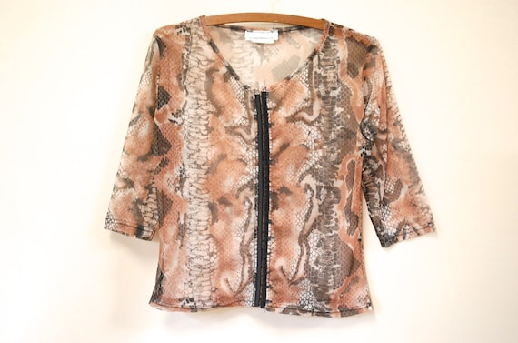 90s Grunge Python Reptile Print Jacket Top, Vinta… - image 1