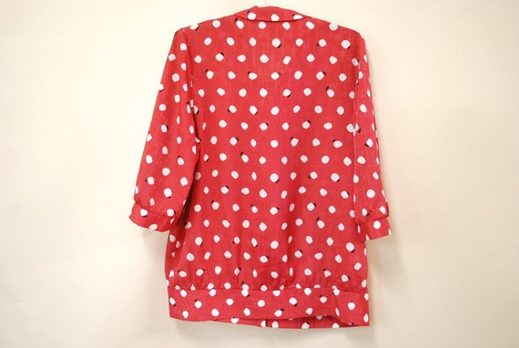 80s Hipster Polka Dot Pussy Bow Blouse, Vintage S… - image 9