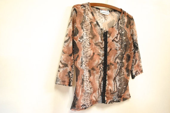 90s Grunge Python Reptile Print Jacket Top, Vinta… - image 5