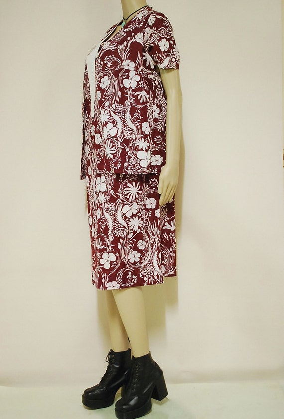 80s 2 Piece Floral Vest Jacket and Dress Set, Vin… - image 4