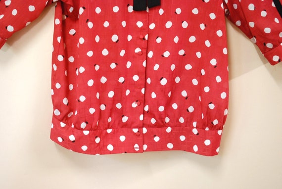 80s Hipster Polka Dot Pussy Bow Blouse, Vintage S… - image 6