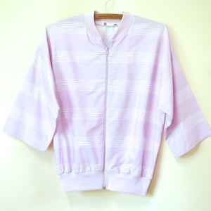 80s gestreepte pastel grunge Bomber jas, vintage zip boven hipster indie Alt Fashion jaren tachtig VTG jaren 1980 maat S-M
