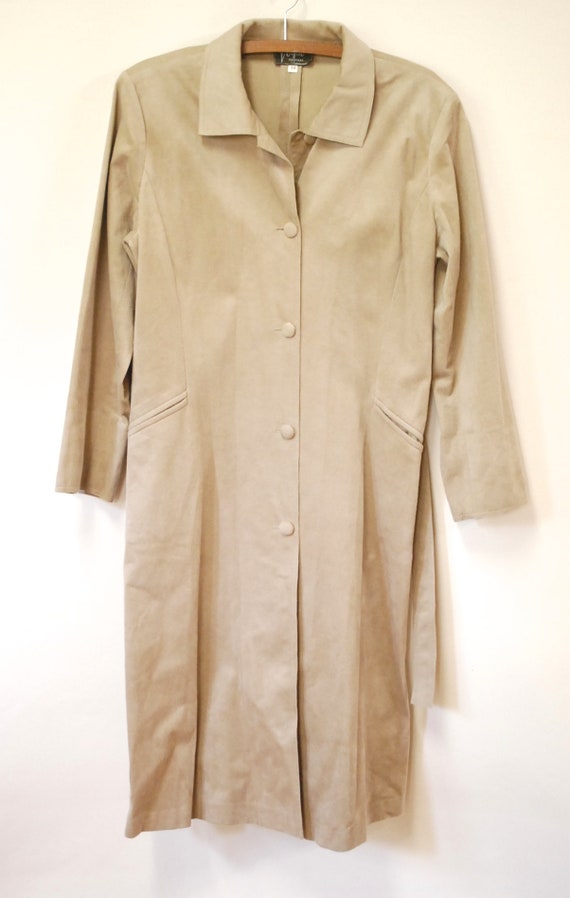 70s Soft Felt Trench Coat Long Length Jacket, Vin… - image 3