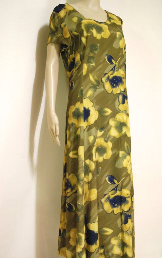 90s Grunge Floral Watercolour Sunflower Dress, Vi… - image 5