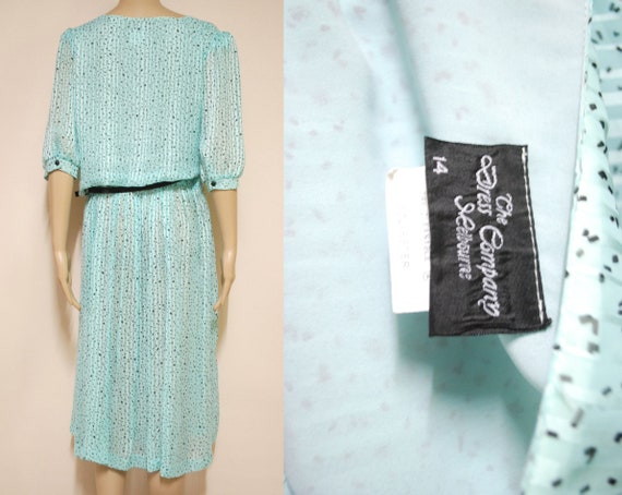 70s Vintage Puffed Sleeves Pastel Blue Dress, Sem… - image 9