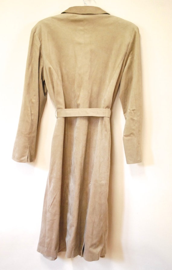 70s Soft Felt Trench Coat Long Length Jacket, Vin… - image 9