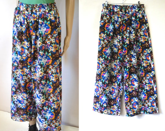 90s Floral Harem Pants Vintage Wide Led Flared Yo… - image 2