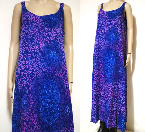 90s Rayon Rainbow Tie Dye Maxi Dress, Vintage Hip… - image 4