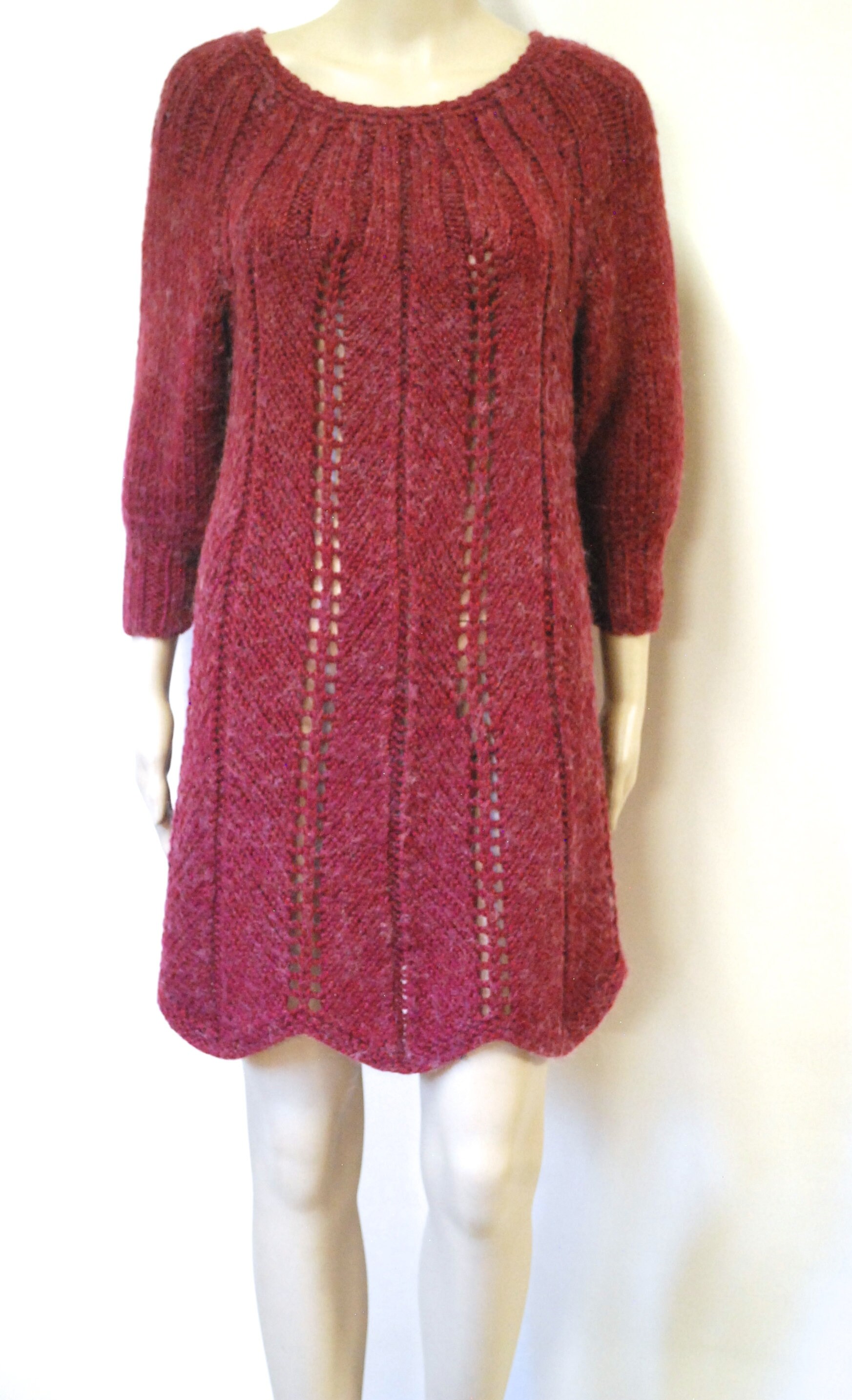 70s Knitted Wool Sweater Dress Vintage 