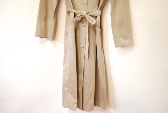 70s Soft Felt Trench Coat Long Length Jacket, Vin… - image 5
