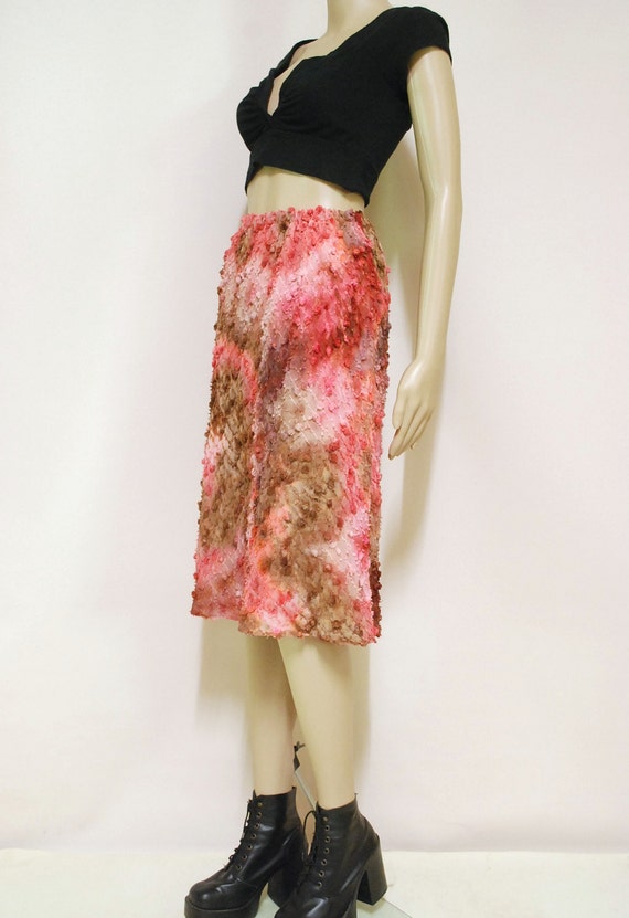 90s Pastel Pink Ombre Tie Dyed Skirt, Vintage Kne… - image 4