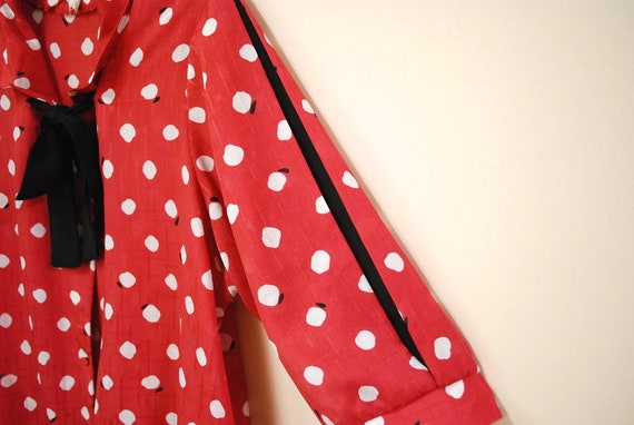 80s Hipster Polka Dot Pussy Bow Blouse, Vintage S… - image 3