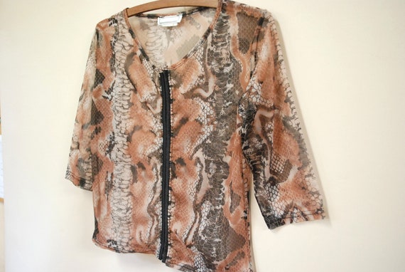 90s Grunge Python Reptile Print Jacket Top, Vinta… - image 4
